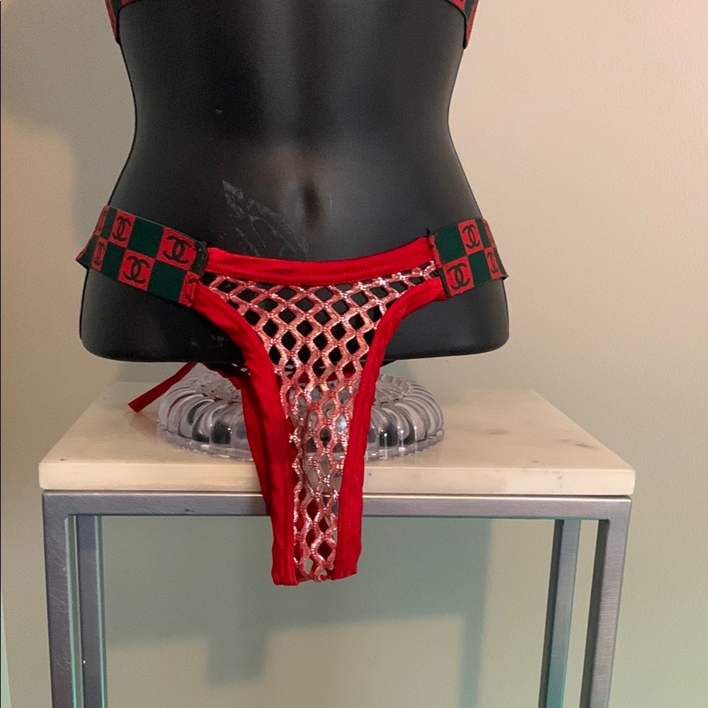 DC Red Mesh Bikini Set - Picture 4 of 8